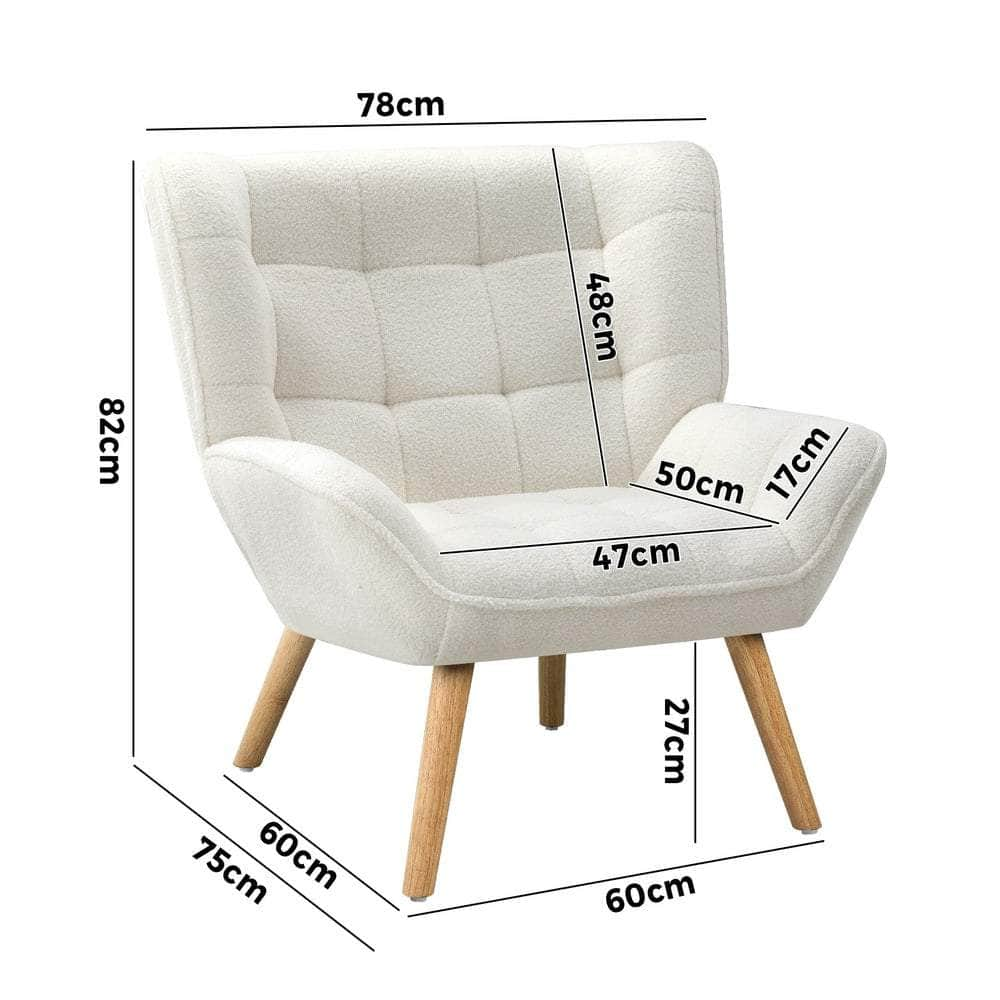 Armchair Sofa Lounge Fabric/Sherpa Upholstered Tub