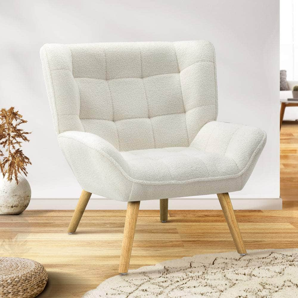 Armchair Sofa Lounge Sherpa Upholstered White