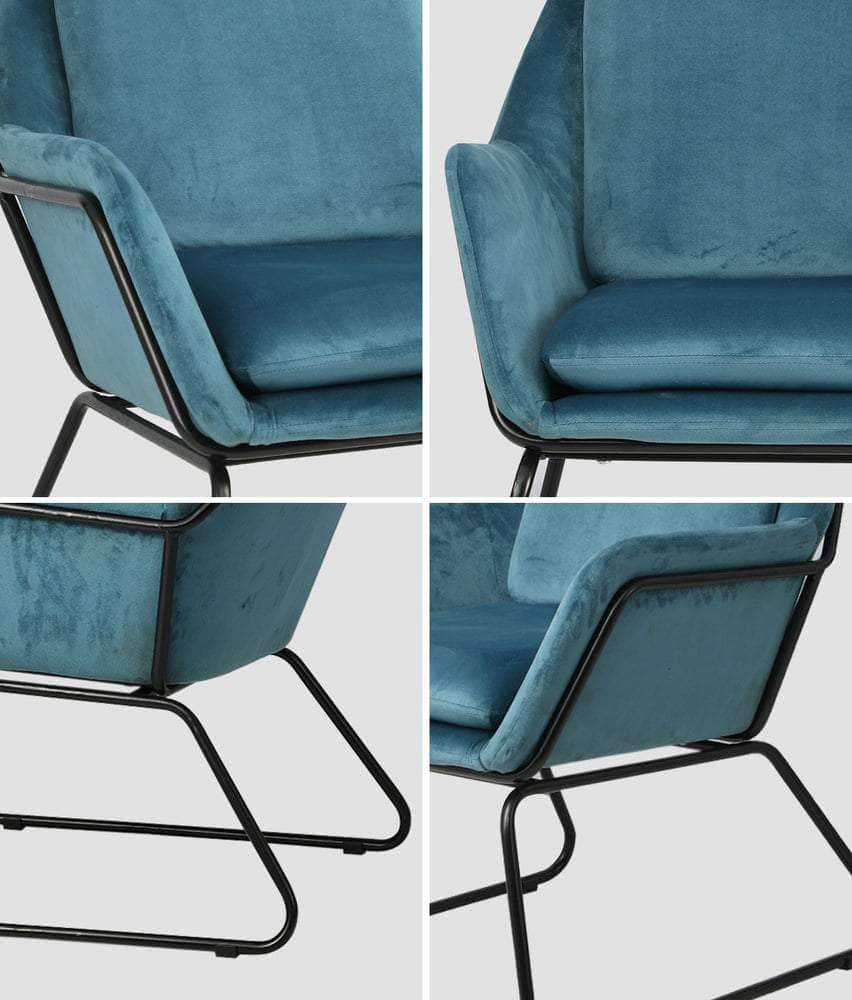 Armchair Velvet Accent Chairs Tub Chair Sofa Lounge Upholstered Blue/Grey