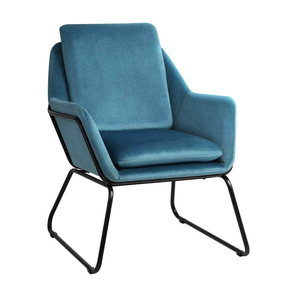 Armchair Velvet Accent Chairs Tub Chair Sofa Lounge Upholstered Blue/Grey