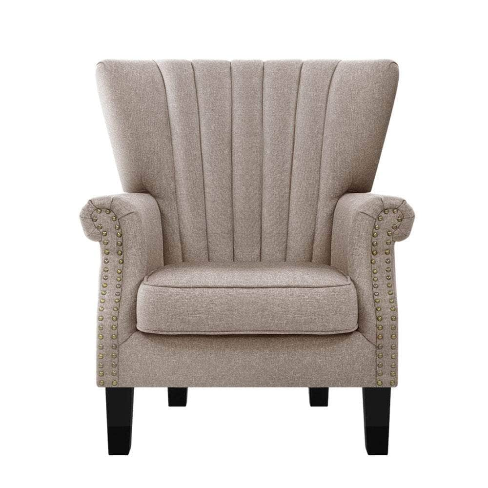 Armchair Wingback Beige Andrew