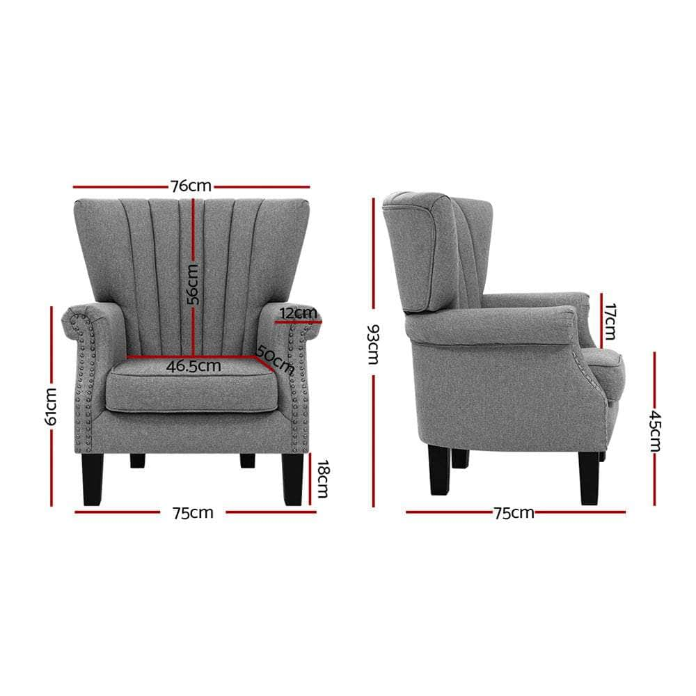 Armchair Wingback Grey Andrew