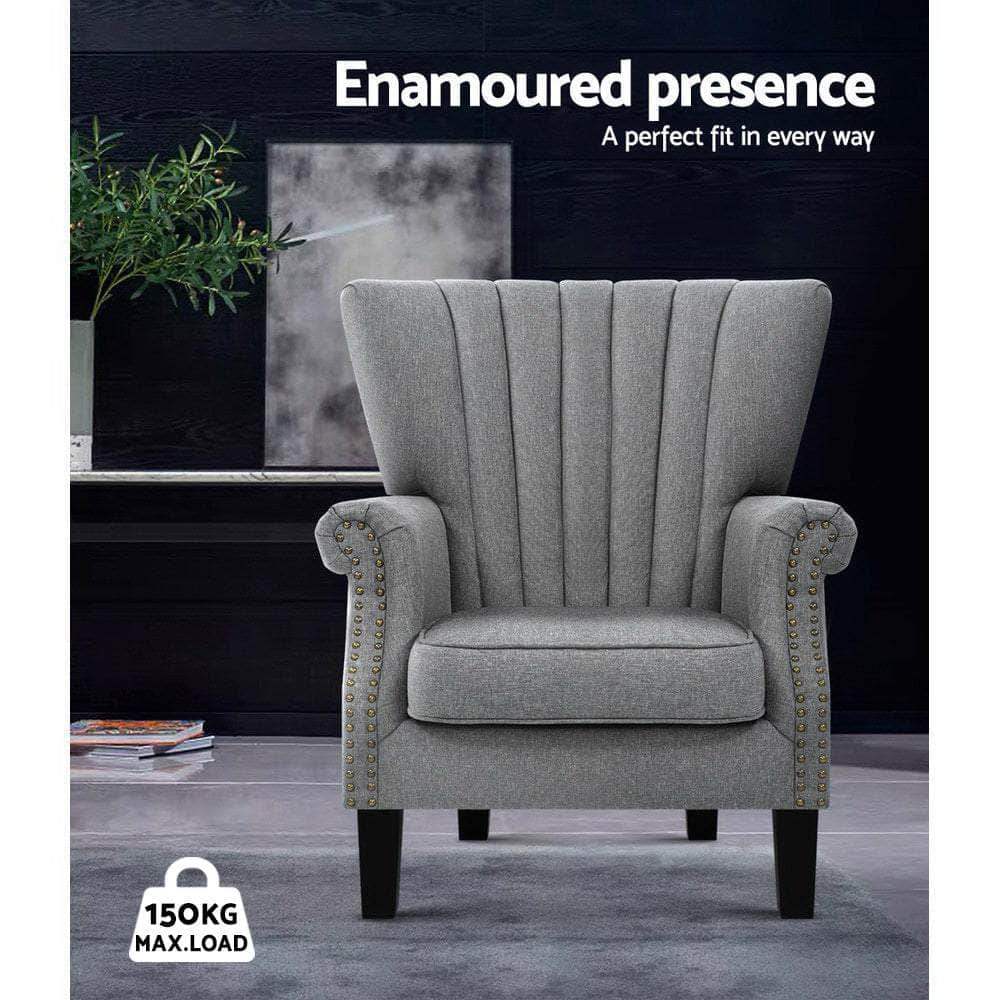 Armchair Wingback Grey Andrew