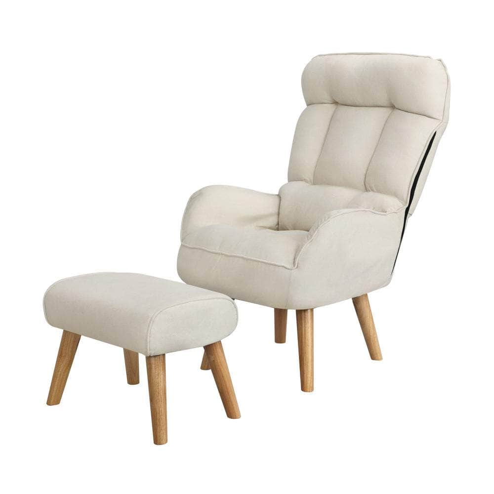 Armchair wit Stool, Home Lounge with 360 Swivel Seat and 145 Recline Beige