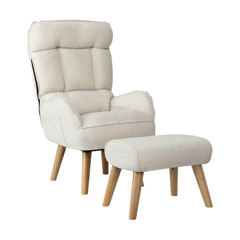 Armchair wit Stool, Home Lounge with 360 Swivel Seat and 145 Recline Beige