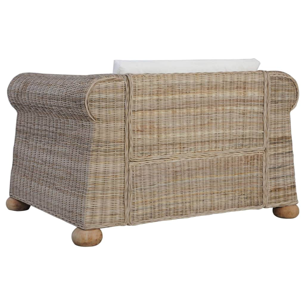 Armchair with Cushions Natural Rattan