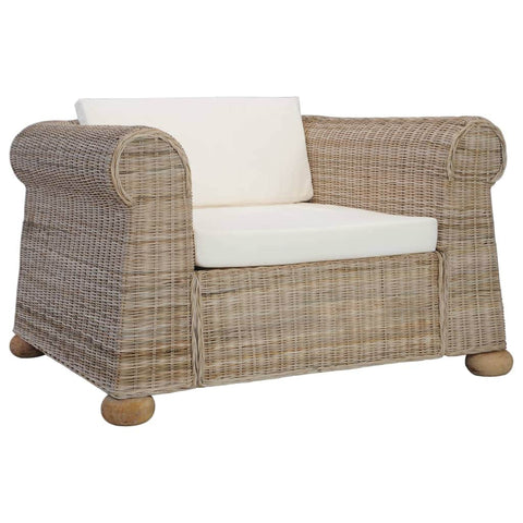 Armchair with Cushions Natural Rattan