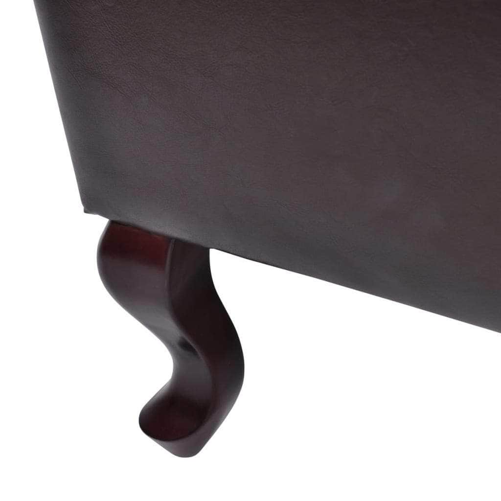 Armchair with Footstool Dark Brown Leather