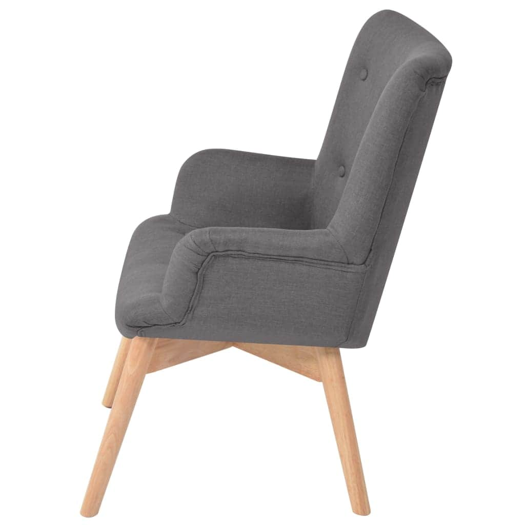 Armchair with Footstool Grey Fabric