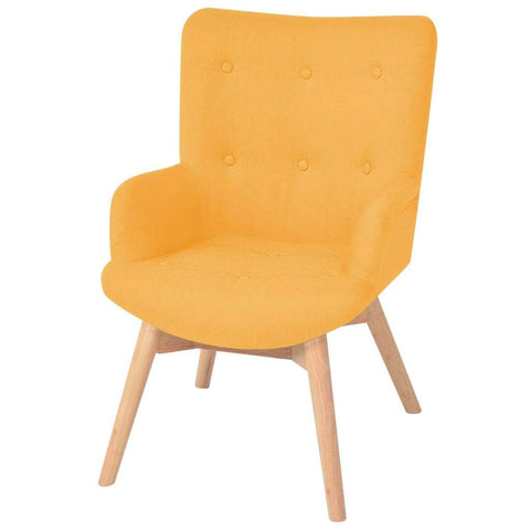 Armchair with Footstool Yellow Fabric