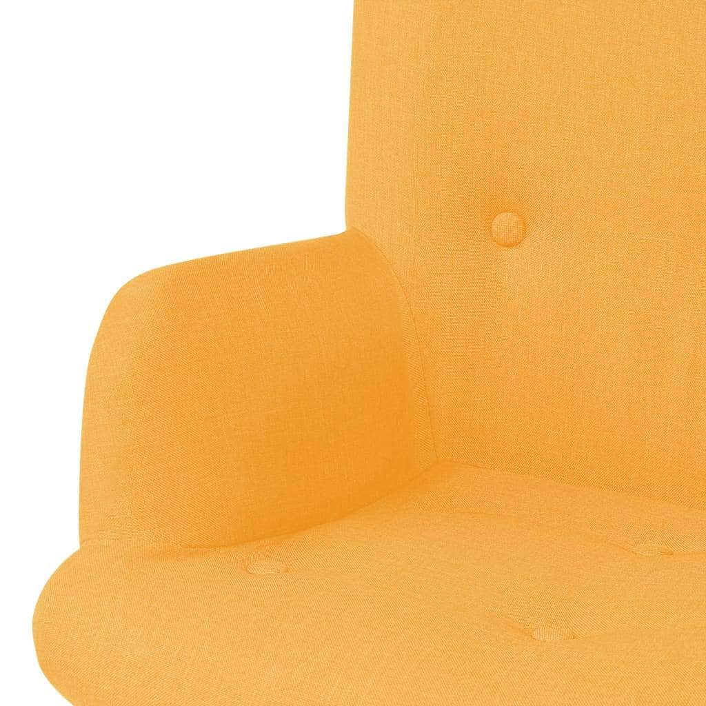 Armchair with Footstool Yellow Fabric