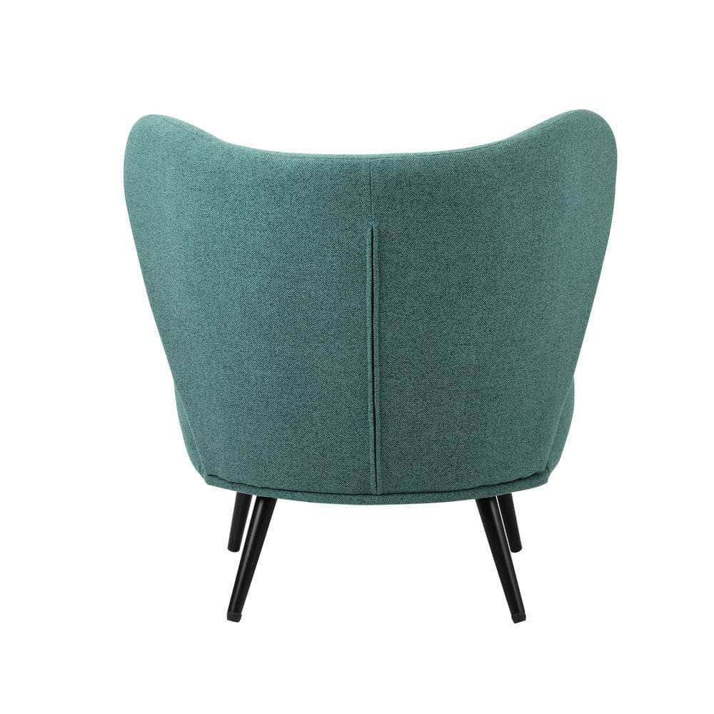 Armchair with Lumbar Pillow Wingback Polyester linen Green