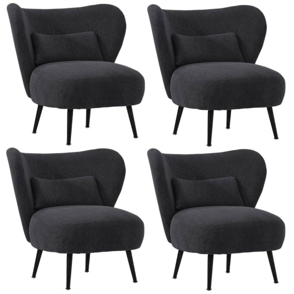 Armchair with Lumbar Pillow Wingback Velvet/Boucle