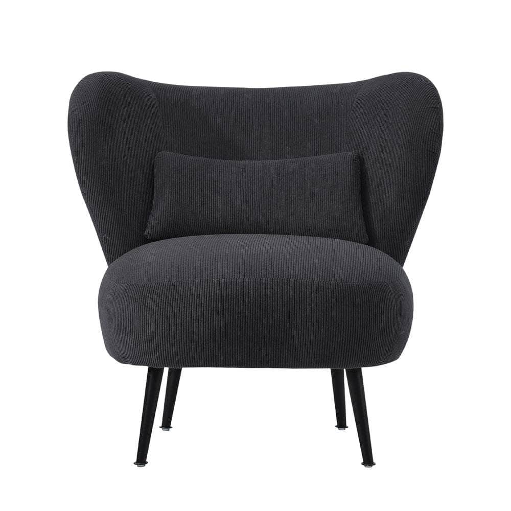 Armchair with Lumbar Pillow Wingback Velvet/Boucle