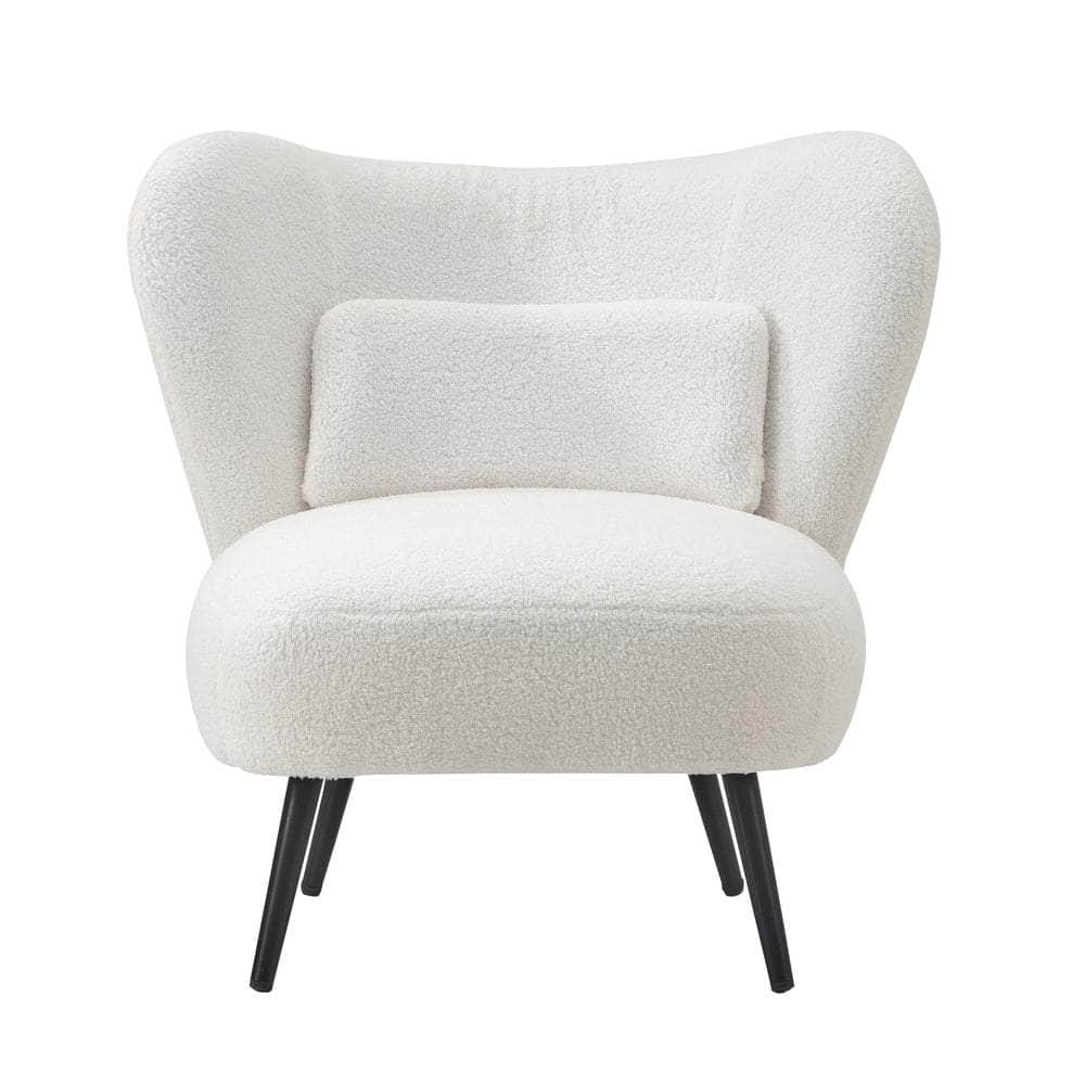 Armchair with Lumbar Pillow Wingback Velvet/Boucle