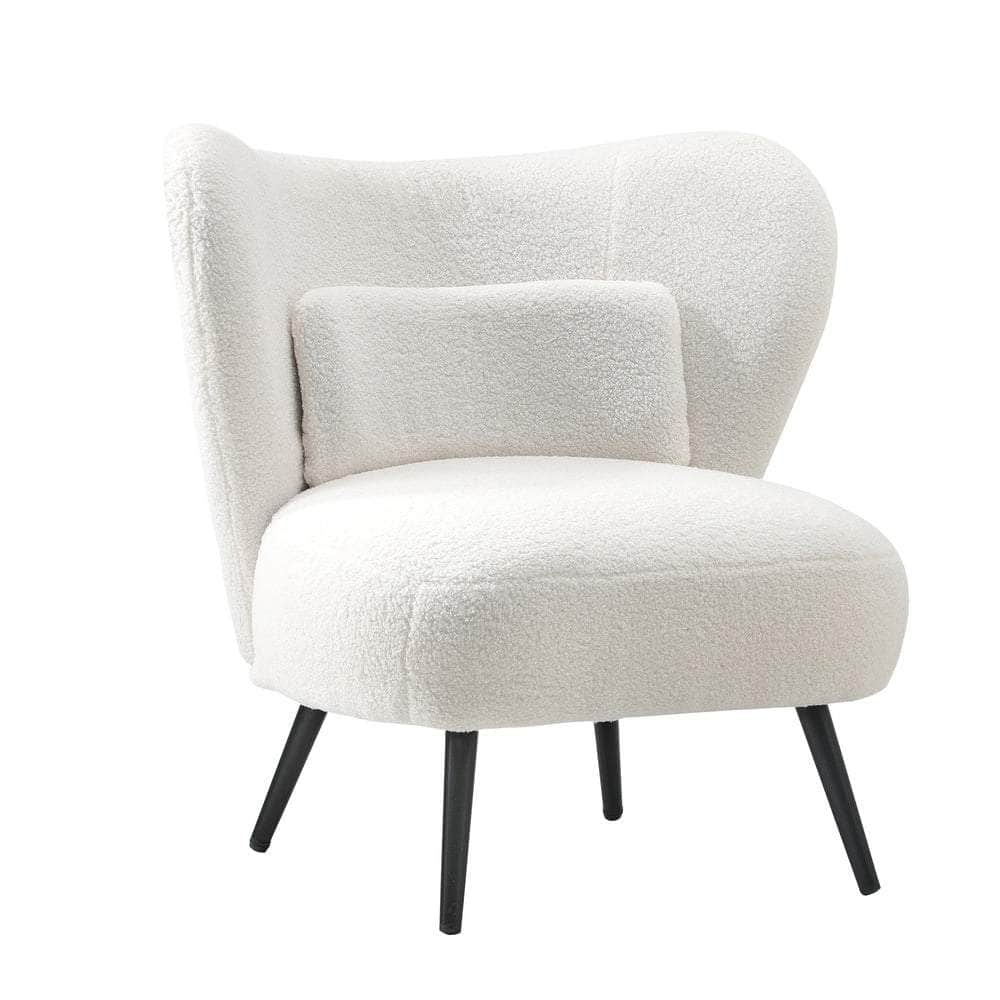 Armchair with Lumbar Pillow Wingback Velvet/Boucle