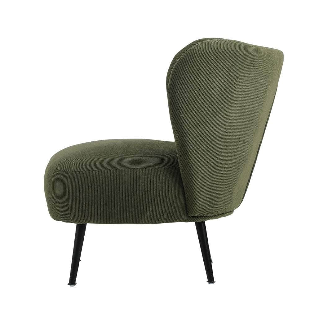 Armchair with Lumbar Pillow Wingback Velvet Green