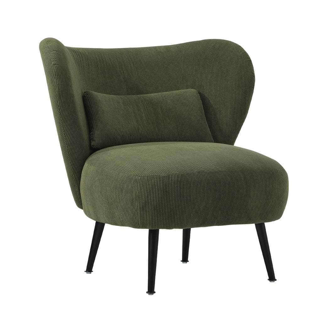 Armchair with Lumbar Pillow Wingback Velvet Green