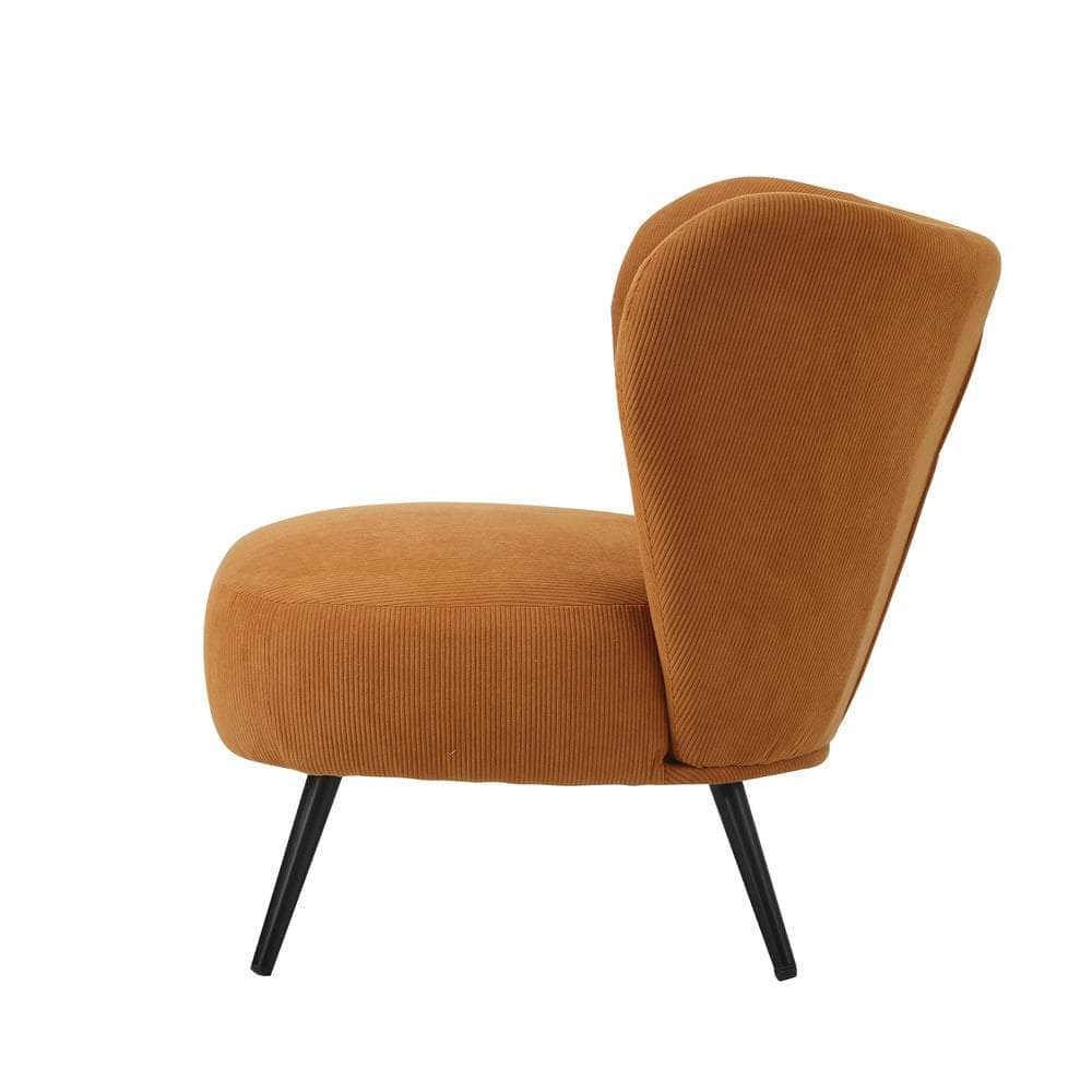 Armchair with Lumbar Pillow Wingback Velvet Orange/Beige