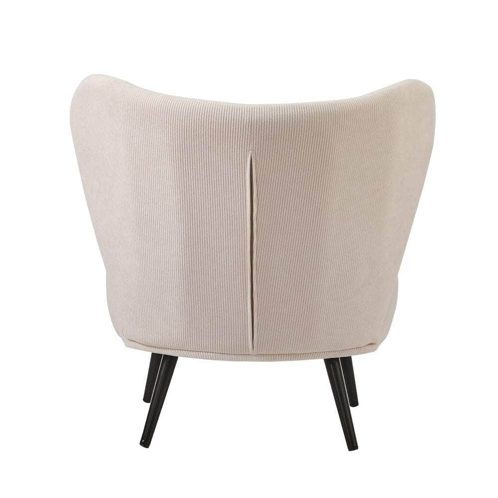 Armchair with Lumbar Pillow Wingback Velvet Orange/Beige