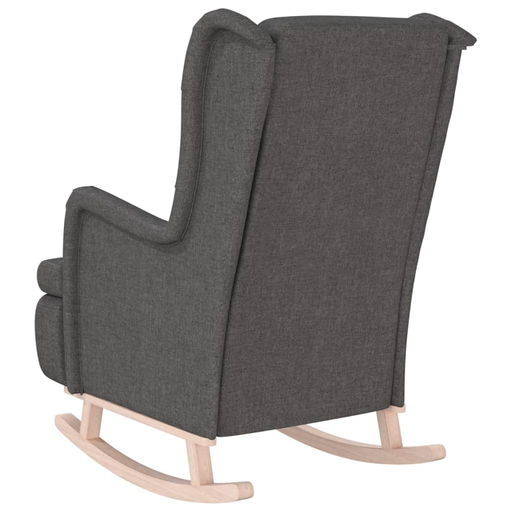 Armchair with Solid Rubber Wood Rocking Legs Dark Grey Fabric