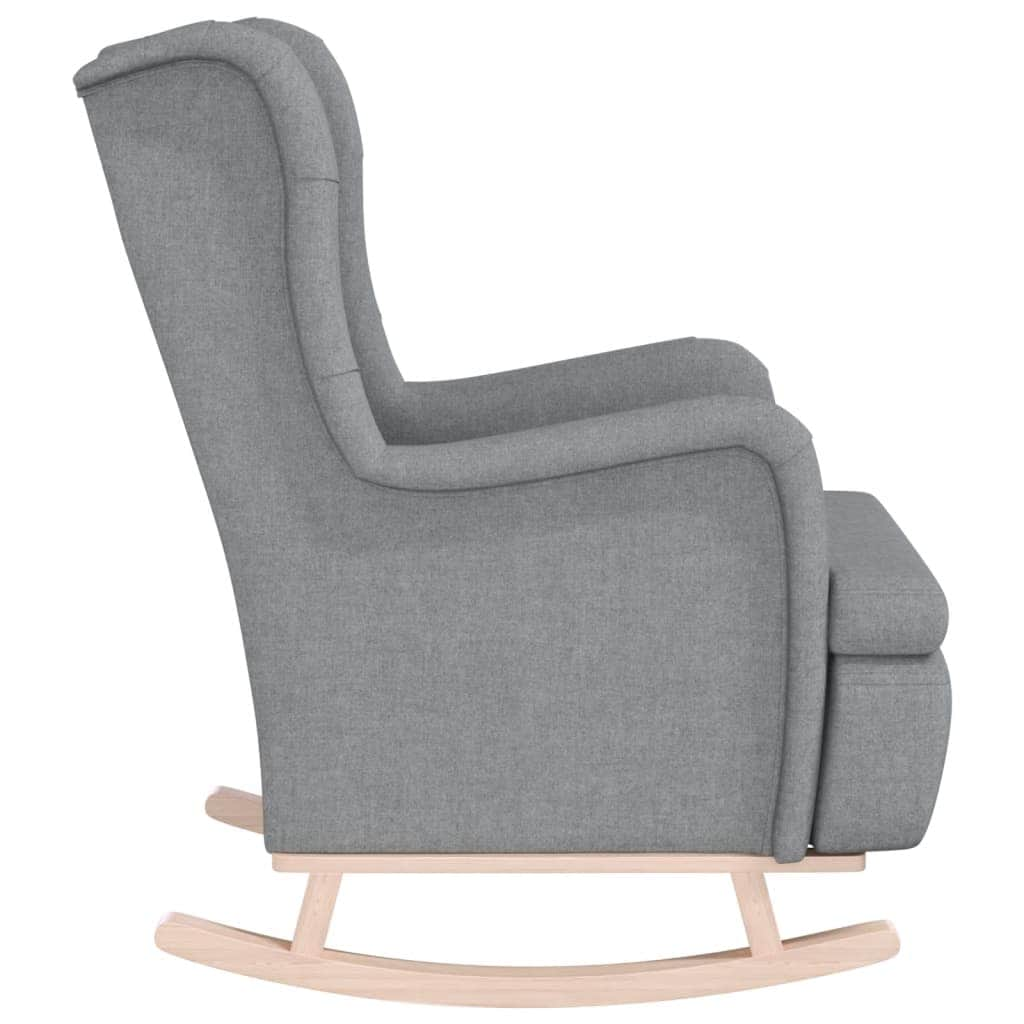 Armchair with Solid Rubber Wood Rocking Legs Light Grey Fabric