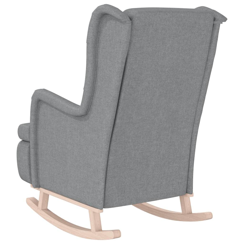 Armchair with Solid Rubber Wood Rocking Legs Light Grey Fabric