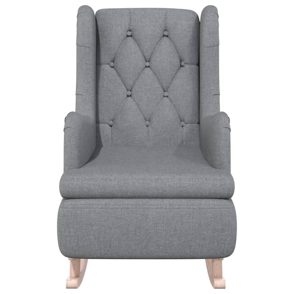 Armchair with Solid Rubber Wood Rocking Legs Light Grey Fabric