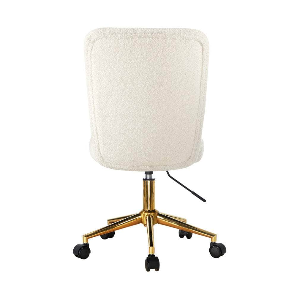 Armless Home Office Chair Boucle White&Gold