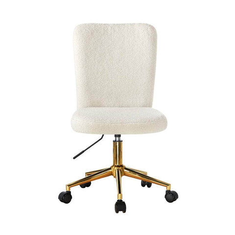 Armless Home Office Chair Boucle White&Gold