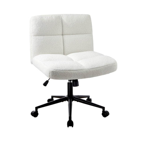 Armless Office Chair Wide Seat Boucle Green/White