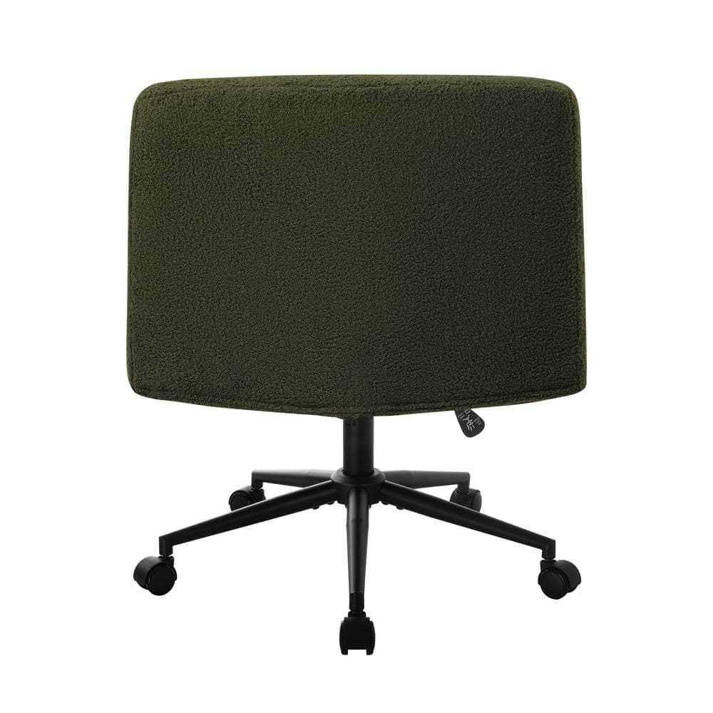 Armless Office Chair Wide Seat Boucle Green/White