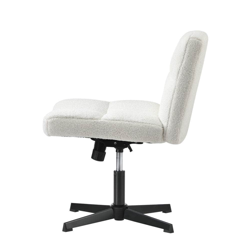 Armless Office Chair Wide Seat Boucle Green/White