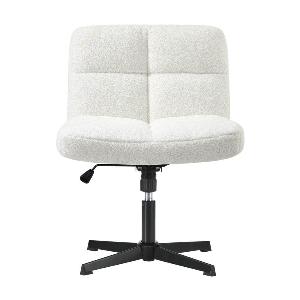 Armless Office Chair Wide Seat Boucle Green/White