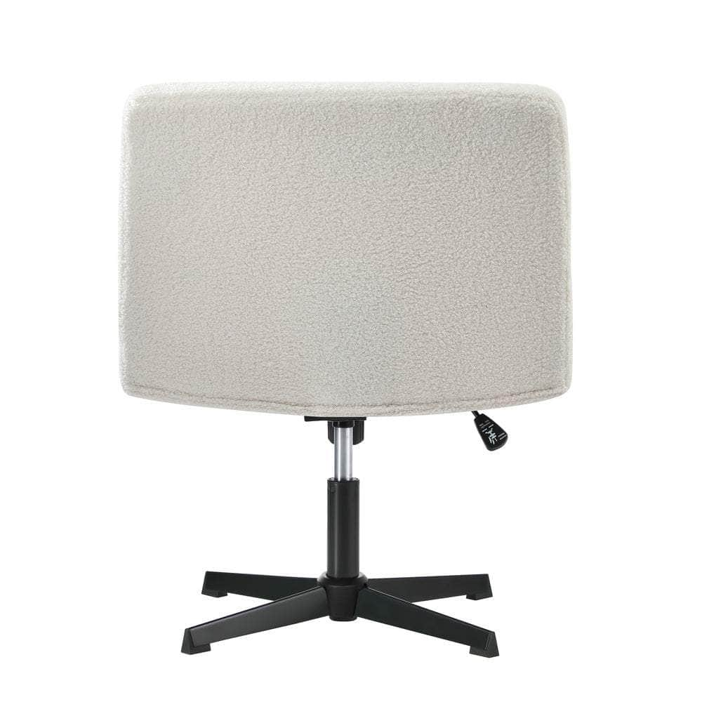 Armless Office Chair Wide Seat Boucle Green/White