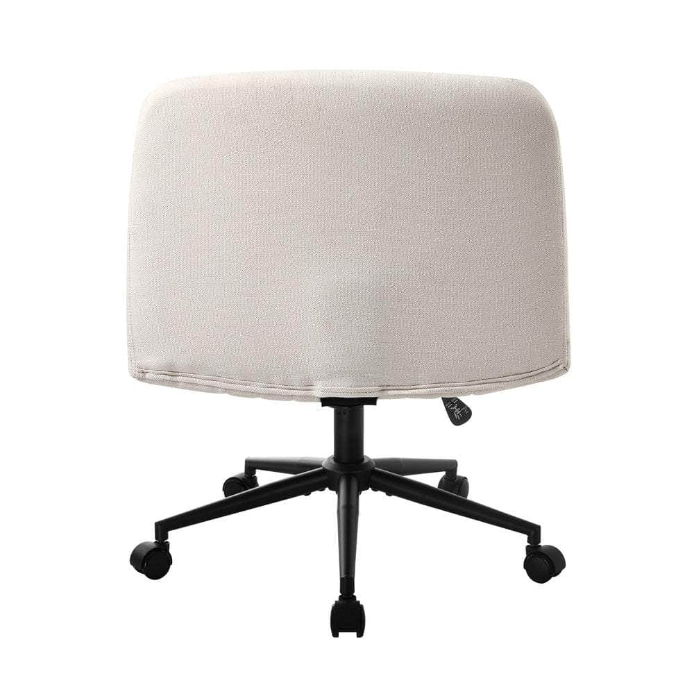 Armless Office Chair Wide Seat Linen Beige/Charcoal