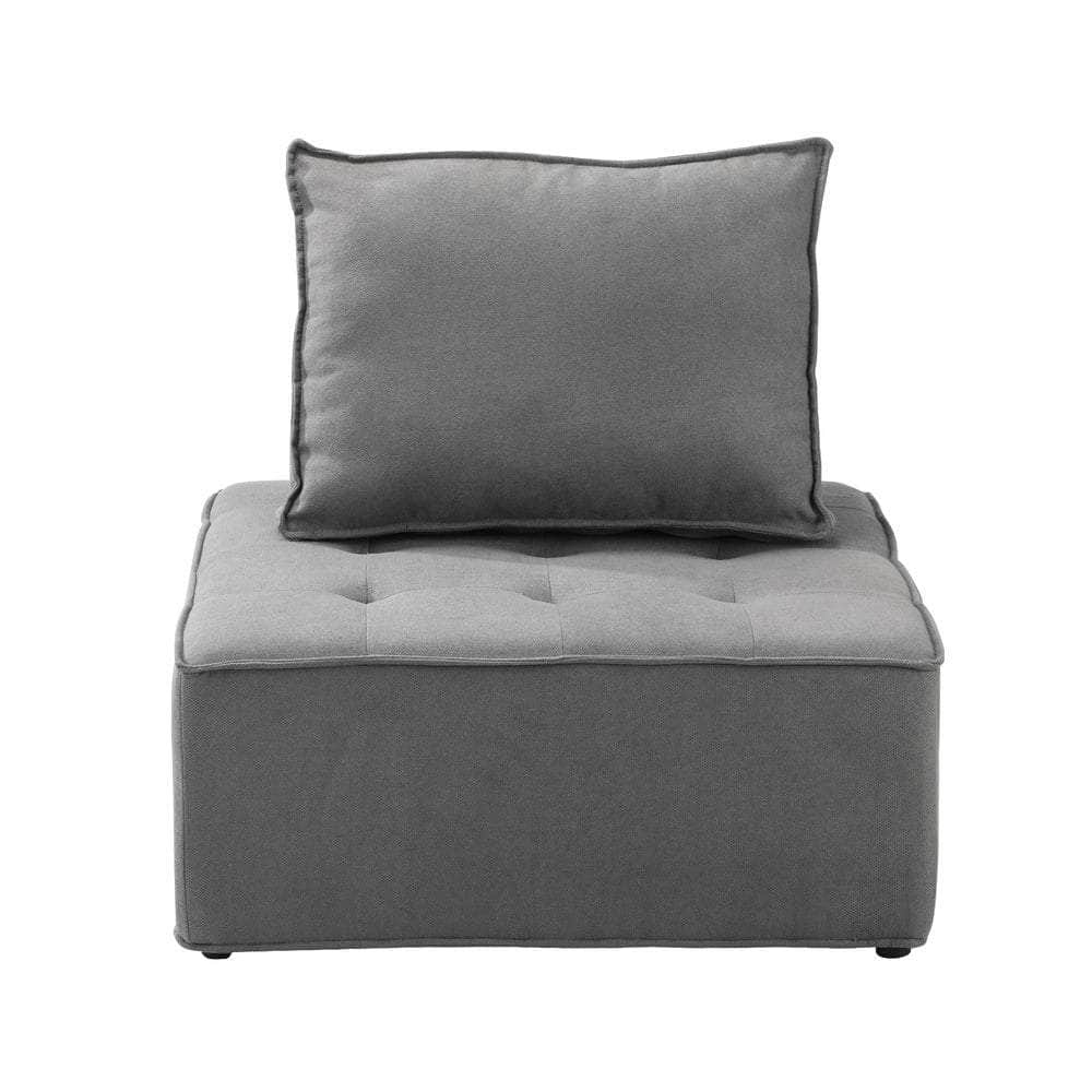 Armless Sofa with Adjustable Back Modular Lounge Chair Grey 1PC