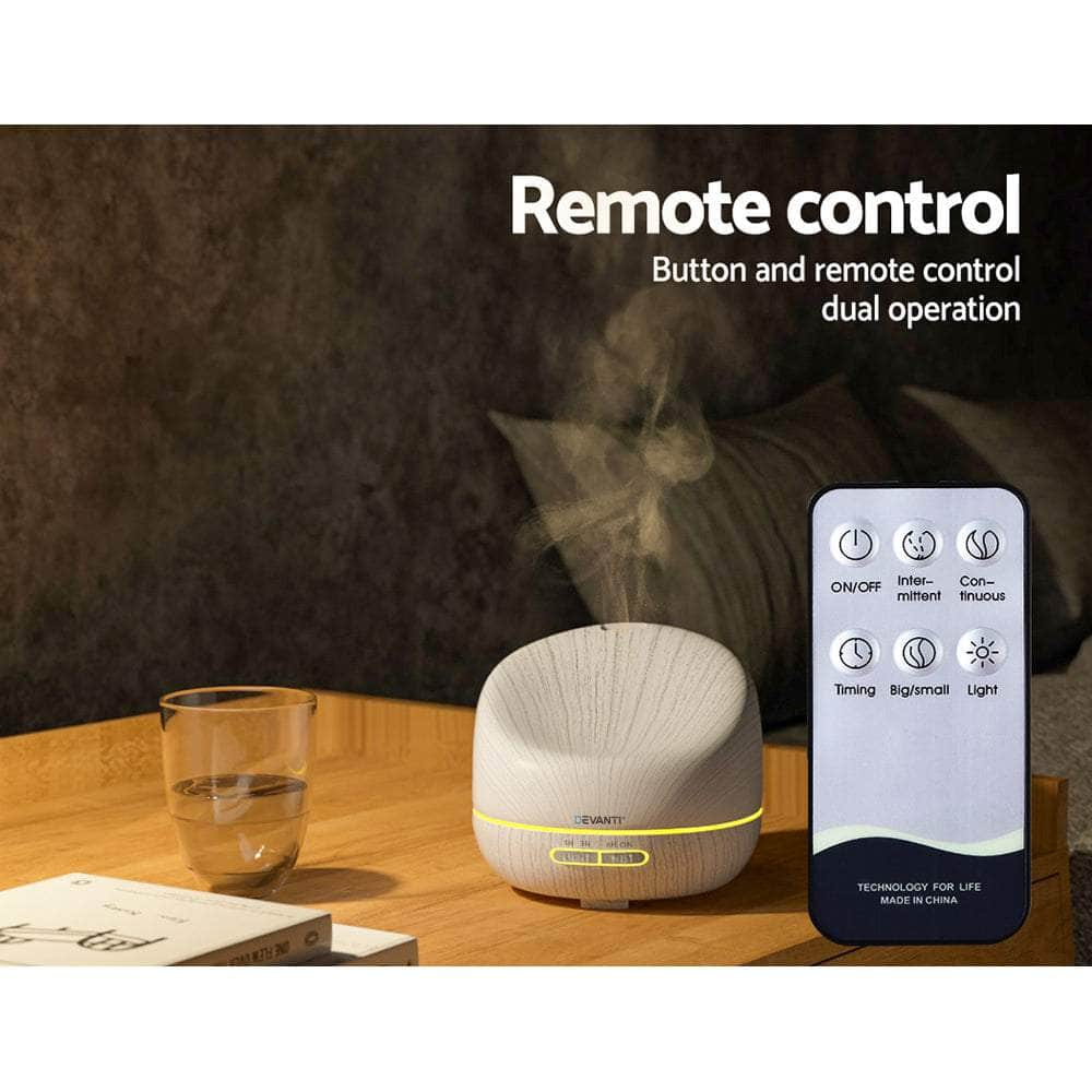 Aroma Diffuser 400Ml White Wood Grain Remote