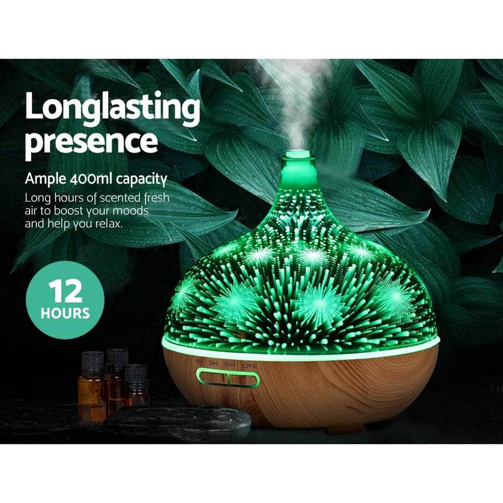 Aroma Diffuser Aromatherapy 3D Glass 400Ml