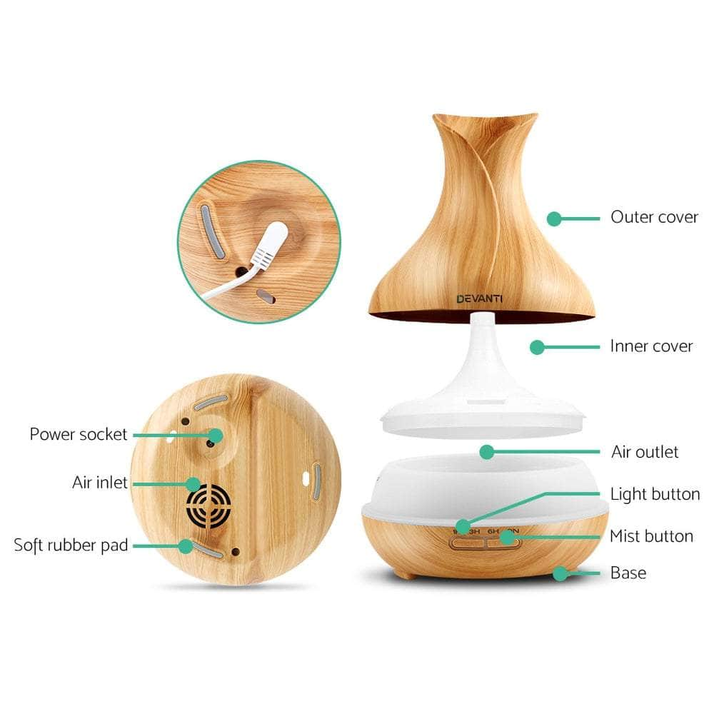 Aroma Diffuser Aromatherapy Light Wood 400Ml