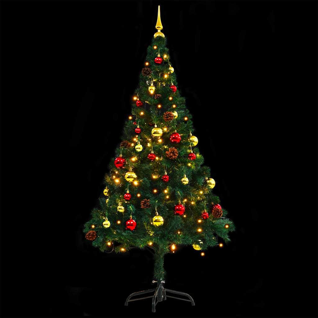 Artificial Christmas Tree with Baubles and LEDs Green 150 cm