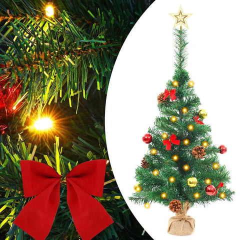 Artificial Christmas Tree with Baubles and LEDs Green 64 cm