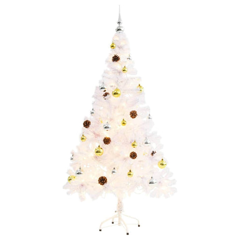 Artificial Christmas Tree with Baubles and LEDs White 150 cm