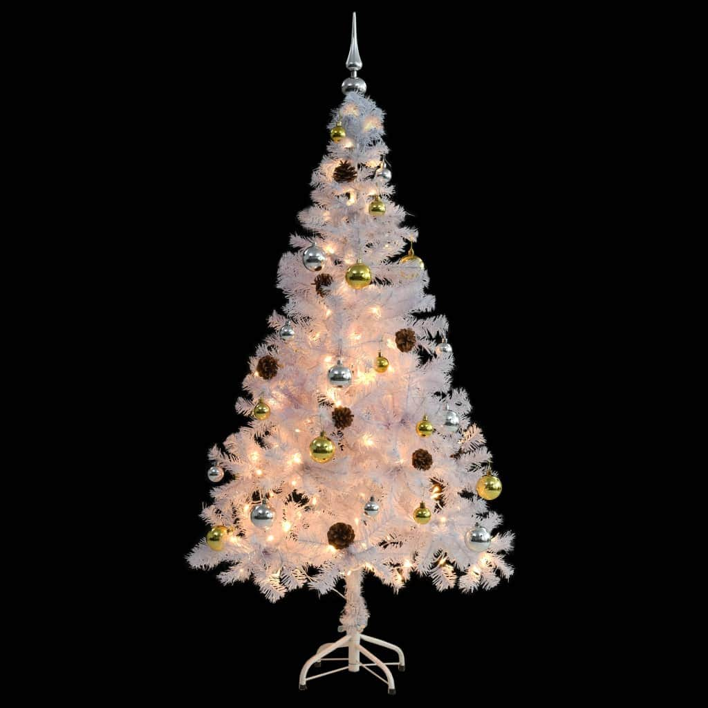 Artificial Christmas Tree with Baubles and LEDs White 150 cm