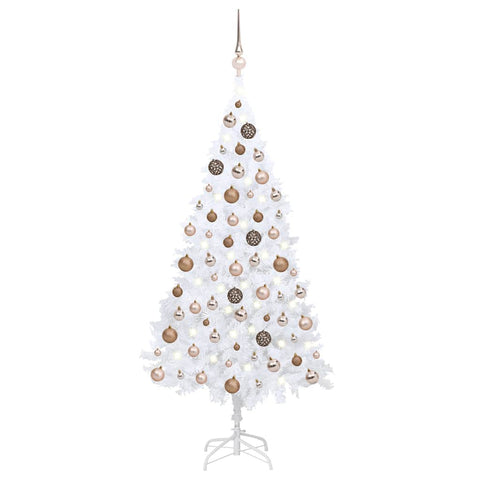 Artificial Christmas Tree with LED & Ball Set White 180 cm PVC