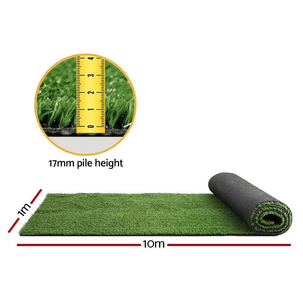 Artificial Grass 1mx10m 17mm Synthetic Fake Lawn Turf Plant Plastic Olive