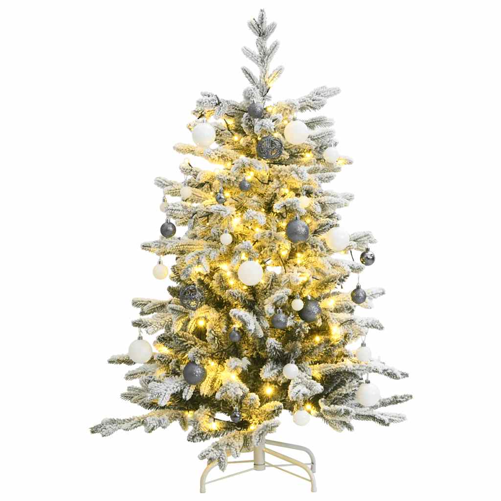 Artificial Hinged Christmas Tree with 150 LEDs and Flocked Snow 120 cm