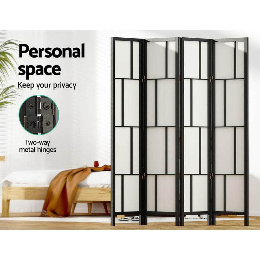 Ashton Room Divider Screen Privacy Wood Dividers Stand 4 Panel Black