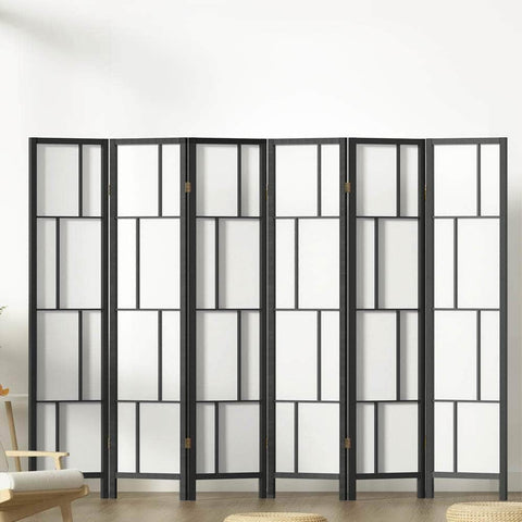 Ashton Room Divider Screen Privacy Wood Dividers Stand 6 Panel Black