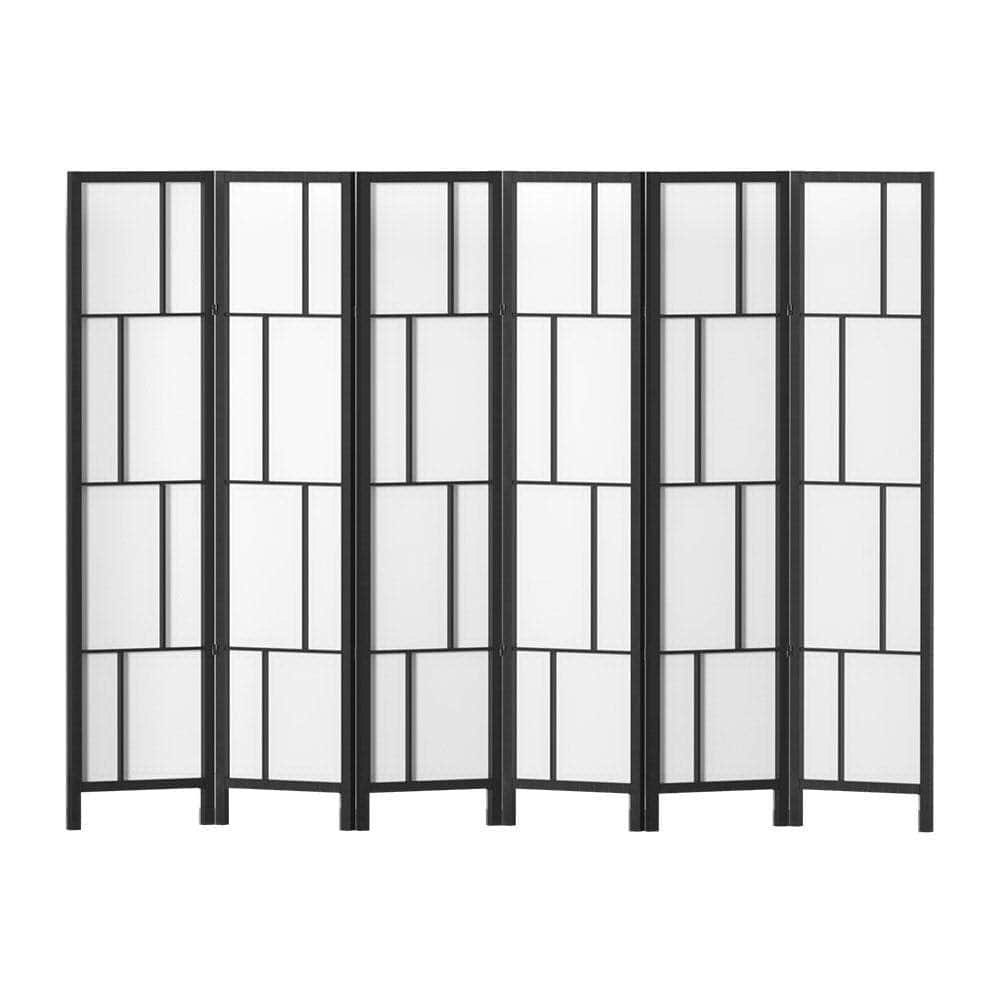 Ashton Room Divider Screen Privacy Wood Dividers Stand 6 Panel Black